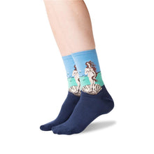 Load image into Gallery viewer, Blue Botticelli The Birth of Venus Socks (Women's)