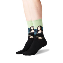 Load image into Gallery viewer, Black and Green Mona Lisa Socks (Women's)
