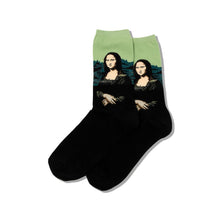 Load image into Gallery viewer, Black and Green Mona Lisa Socks (Women's)
