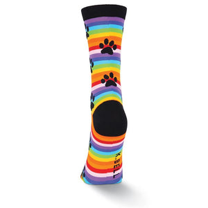 Rainbow Striped Paw Prints Socks (Women's)